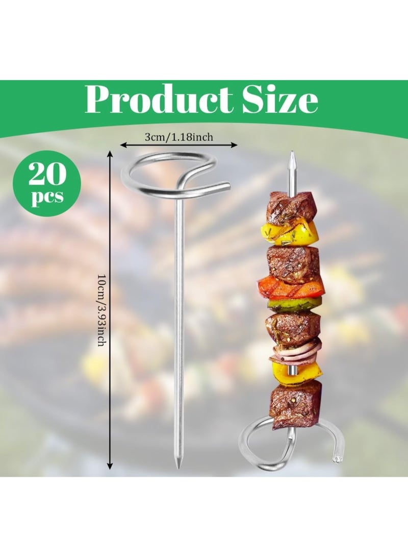 20 PCS Metal Skewers for Air Fryer, 10CM Standing Kebab Stainless Steel BBQ Grill Barbecue Sticks Reusable - Image 2